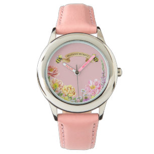 Reloj De Pulsera Abeja rosa y Chica silvestre