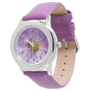 Reloj De Pulsera Abeja sobre la flor morada