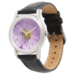 Reloj De Pulsera Abeja sobre la flor morada