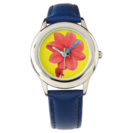 Reloj De Pulsera Abeja, sobre una flor roja