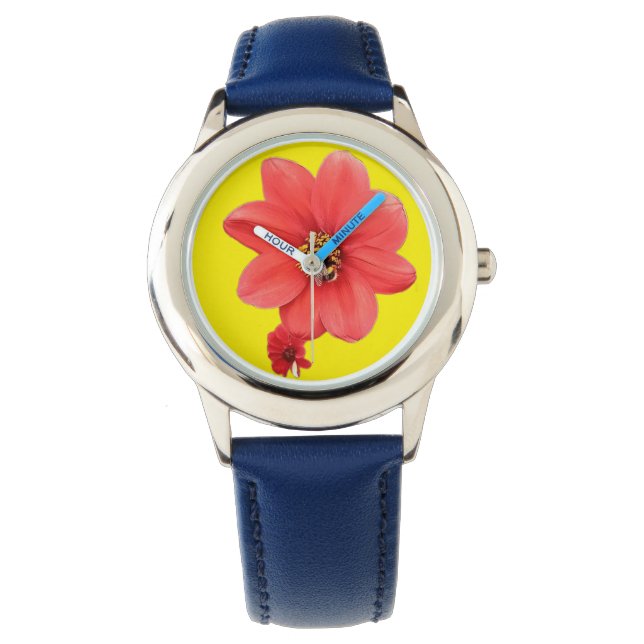 Reloj De Pulsera Abeja, sobre una flor roja (Anverso)