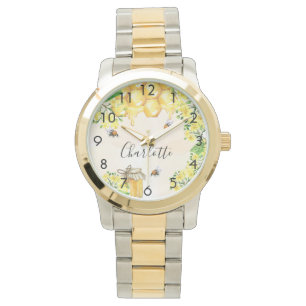 Reloj De Pulsera Abejas de burbujas de maíz dulce nombre de monogra
