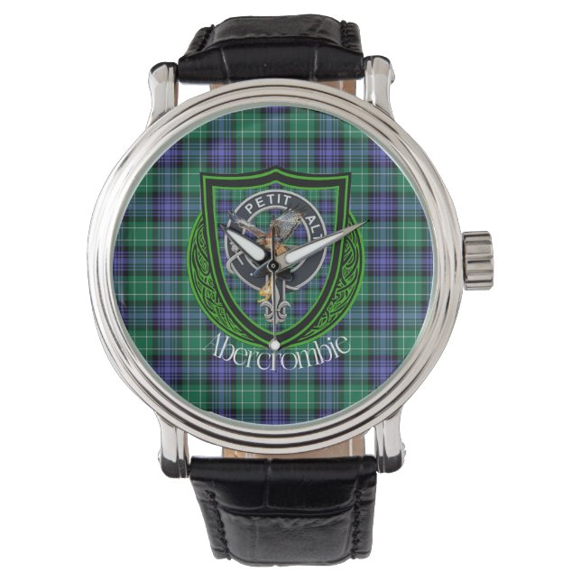 Reloj De Pulsera Abercrombie Scottish Clan Tartan & Escudo (Anverso)