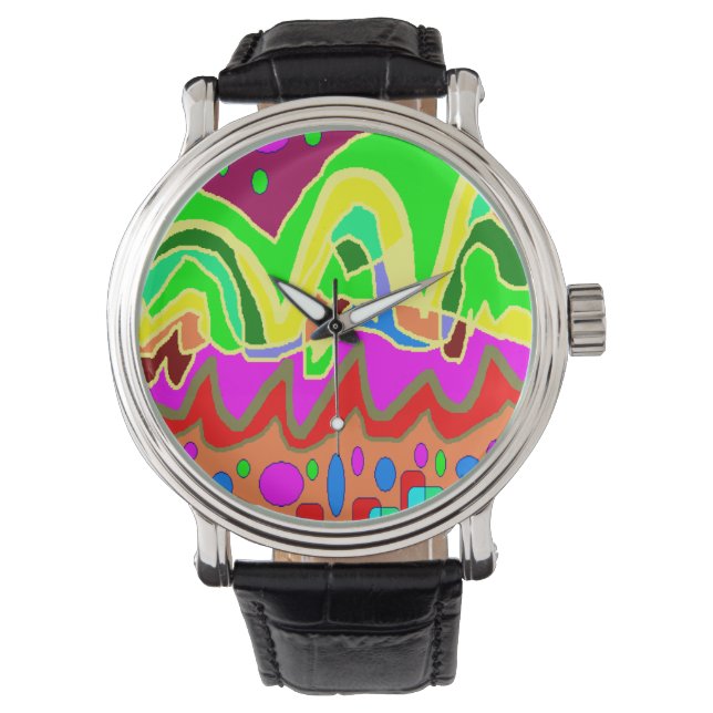 RELOJ DE PULSERA ABORIGINAL TIPO ART ABSTRACTO (Anverso)