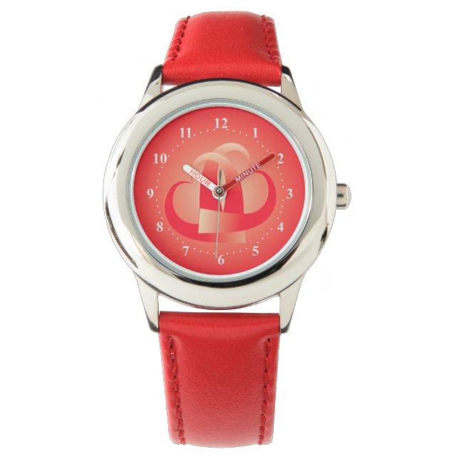 Reloj De Pulsera abrazo de corazones de coral (Anverso)