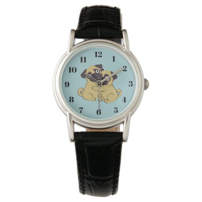 Reloj De Pulsera Abrazo de pug  (Anverso)