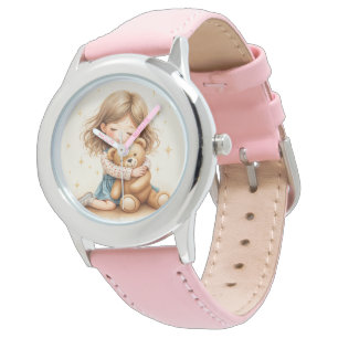 Reloj De Pulsera Abrazos Grandes - Niña Adorable Abrazando Oso de P