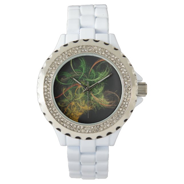 Reloj De Pulsera Abstarct Art Space Flowers (Anverso)