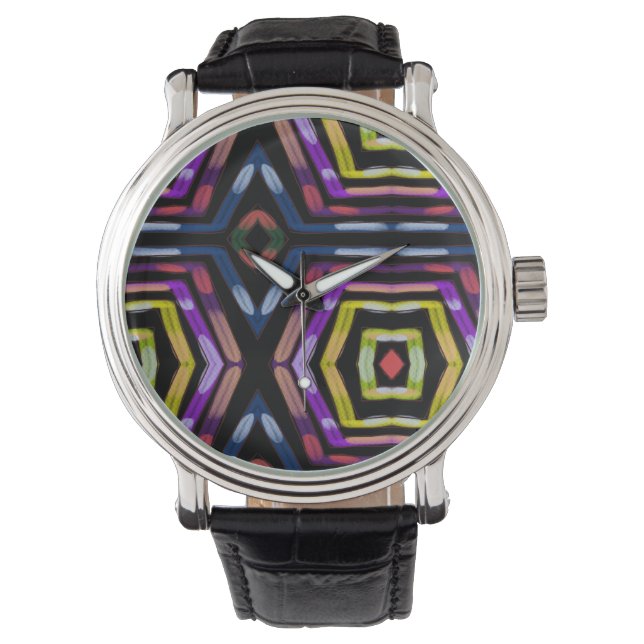 Reloj De Pulsera Abstracción de Circuitos de Neón Futurista (Anverso)