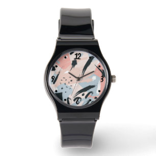 Reloj De Pulsera Abstracción del Pastel negro rosa azul