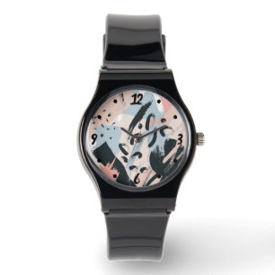 Reloj De Pulsera Abstracción del Pastel negro rosa azul
