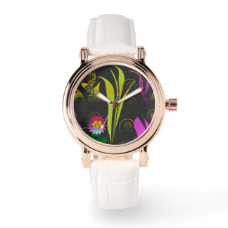 Reloj De Pulsera Abstract Floral with Spirals 1