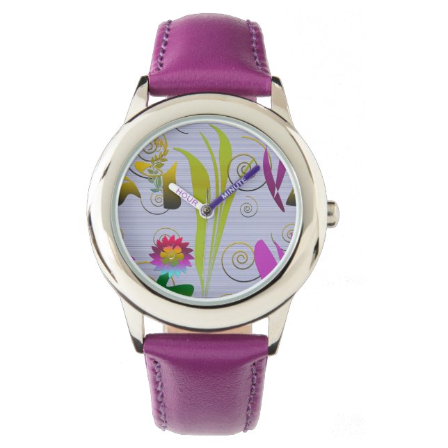 Reloj De Pulsera Abstract Floral with Spirals 3 (Anverso)