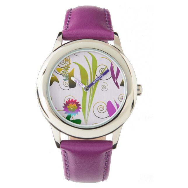 Reloj De Pulsera Abstract Floral with Spirals 6 (Anverso)