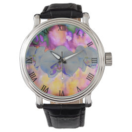 Reloj De Pulsera Abstracto acuarela orquídeas florales tropicales