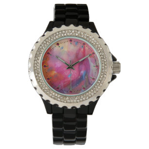 RELOJ DE PULSERA ABSTRACTO AZUL DE FUCHSIA DE COLOR ROSA