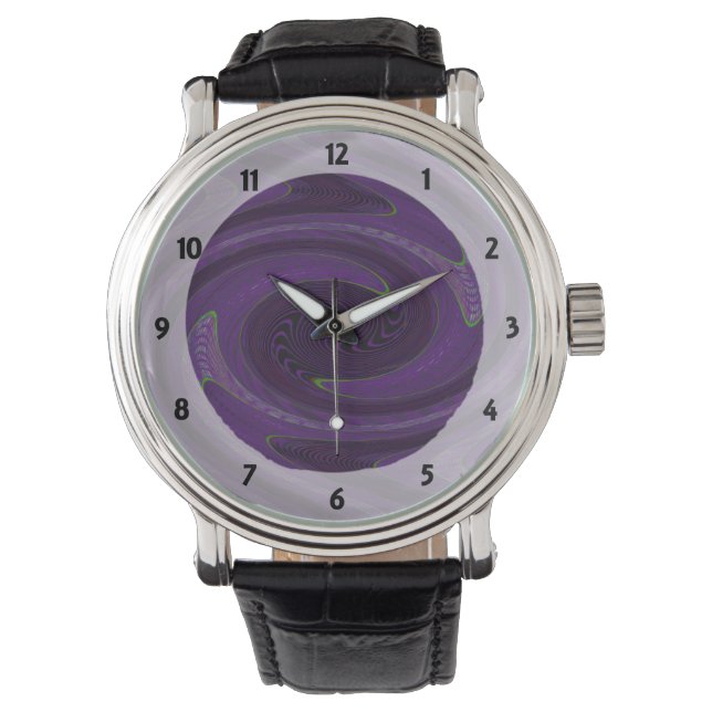 Reloj De Pulsera abstracto de giro negro morado oscuro (Anverso)