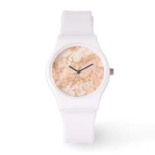 Reloj De Pulsera abstracto de mármol Rosa purpurina dorado