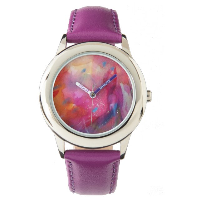 RELOJ DE PULSERA ABSTRACTO DE ROPA AZUL DE FUCHSIA (Anverso)