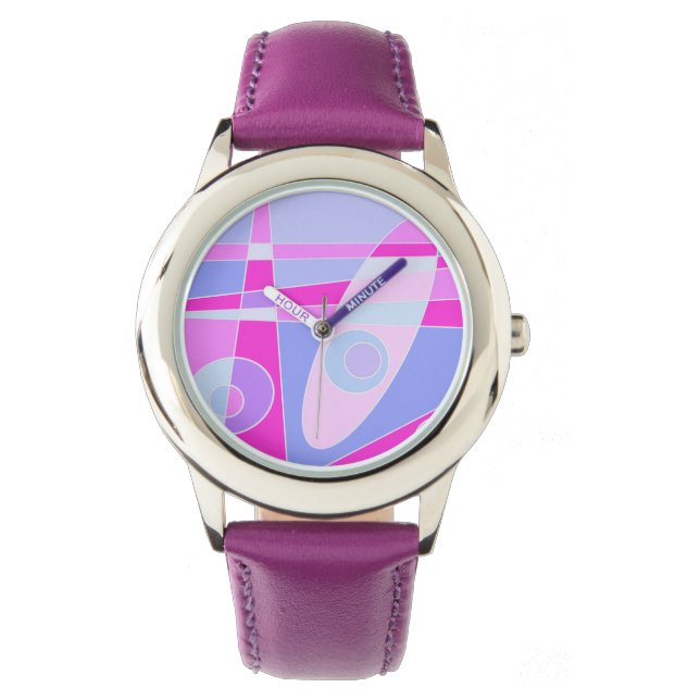 Reloj De Pulsera Abstracto Surfing Hot Pink Purple (Anverso)