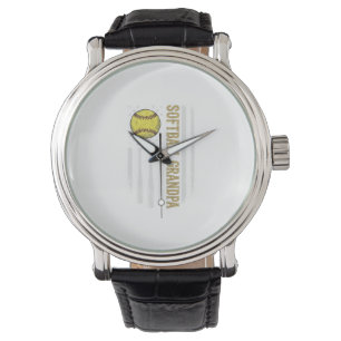 Reloj De Pulsera Abuelo de sóftbol bandera vintage diseño vectorial