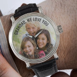 Reloj De Pulsera Abuelo te ama a la luna y atrás Photo Watch<br><div class="desc">Reloj de fotos personalizado - perfecto para el abuelo - pero usted es bienvenido al personalizar del texto como usted desee. Sube tu foto favorita y se mostrará con un borde semiopaco, como base para la tipografía. El texto actual dice "Abuela, te queremos a la luna y de vuelta", que...</div>