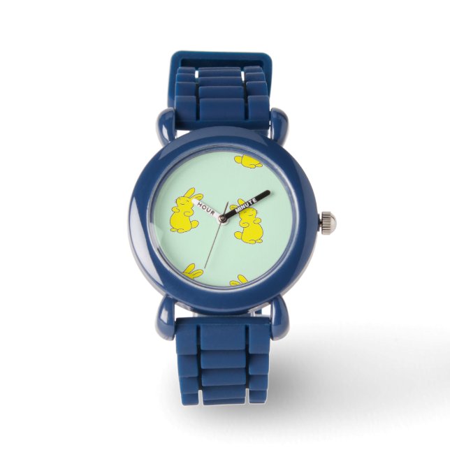 Reloj De Pulsera Abundantes amarillos felices en verde azulado (Anverso)