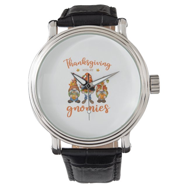 Reloj De Pulsera Acción de Gracias Con Mis Gnomies El Otoño Gnomes  (Anverso)