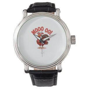 Reloj De Pulsera Acción de Gracias divertida en Turquía Cow Moo