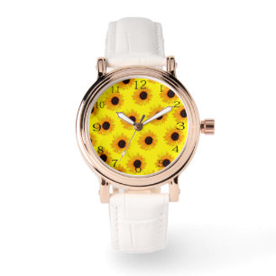 Reloj De Pulsera Aceite amarillo Pintado de girasoles,