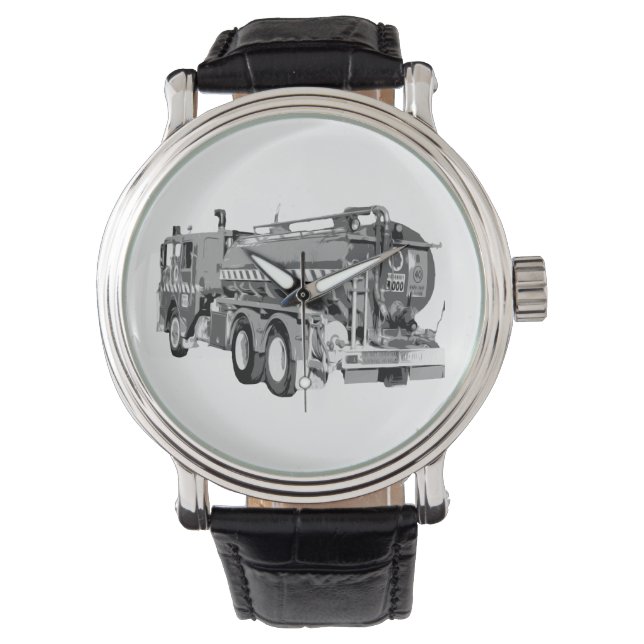 Reloj De Pulsera Aceite De Camión De Fuego Gris Pintado, (Anverso)