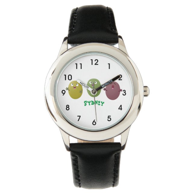 Reloj De Pulsera Aceitunas alegres y lindas cantando personalizado (Anverso)