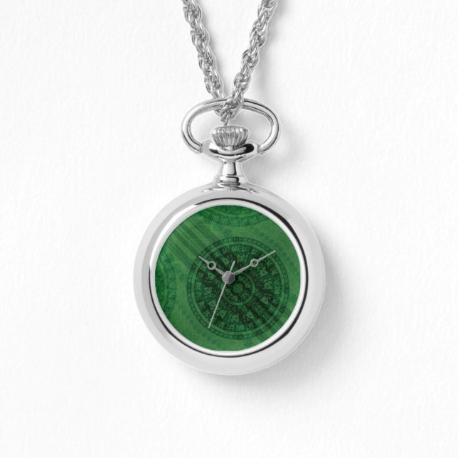 Reloj De Pulsera Aceptación | Medallones de Meditación Verde (Anverso)