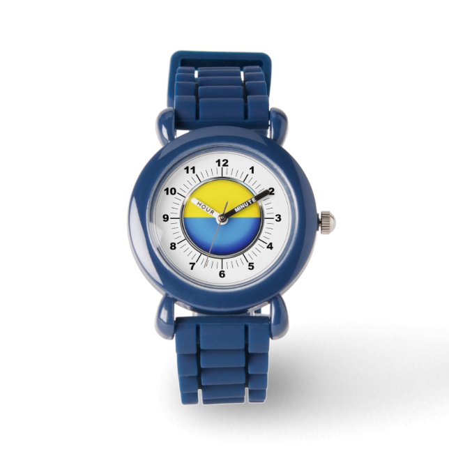 Reloj De Pulsera Acero ajustable de la bandera ucraniana del niño n (Anverso)