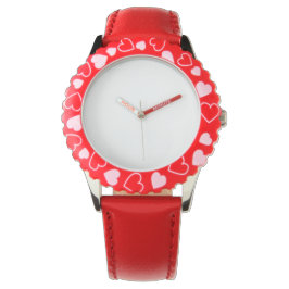 Reloj De Pulsera Acero inoxidable Red Hearts Watch, Bezel ajustable