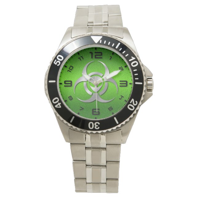 Reloj De Pulsera Acero verde alienígena BioHazard (Anverso)