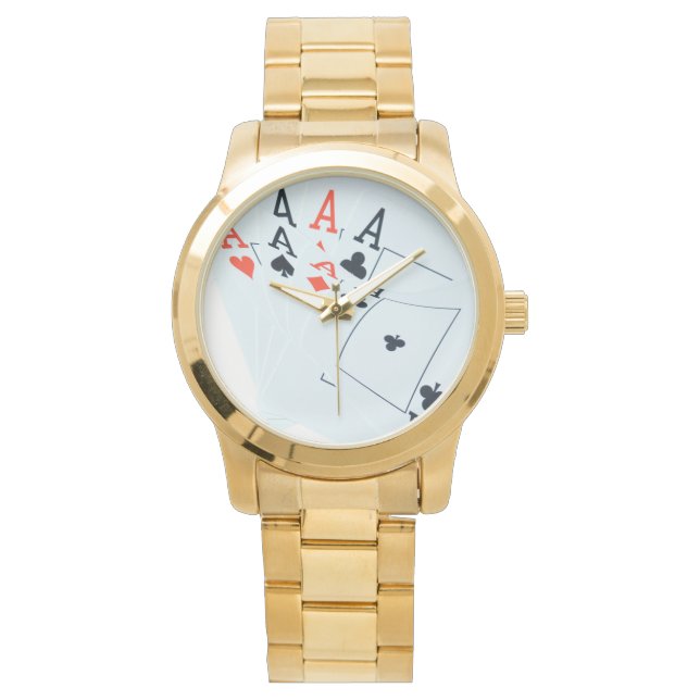 Reloj De Pulsera Aces Quads Poker Cards, (Anverso)