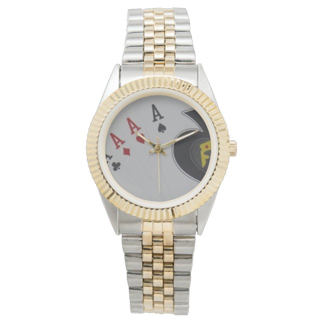Reloj De Pulsera Aces Quads Poker Cards, (Anverso)