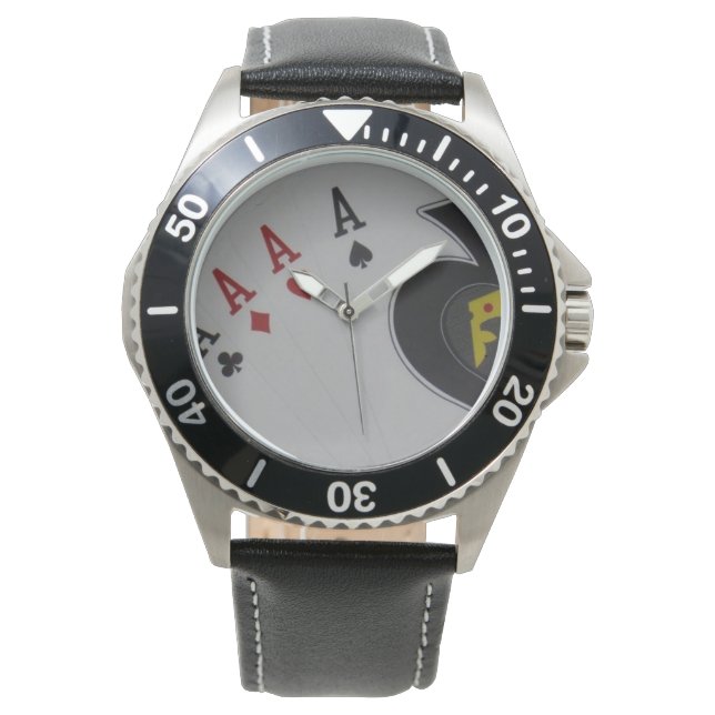 Reloj De Pulsera Aces Quads Poker Cards, (Anverso)