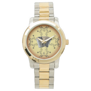 Reloj De Pulsera Acorde ~ Desplazamiento musical ~ Fondo de oro ~