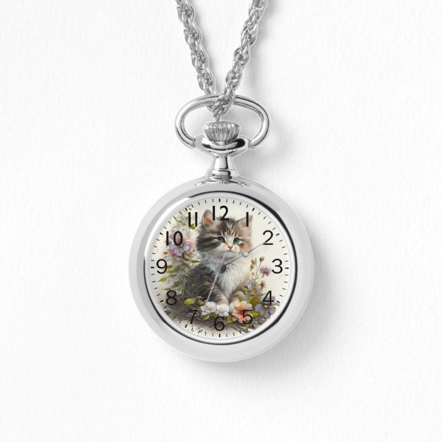 Reloj De Pulsera Acuarela Adorable Ragamuffin Kitten Imprimir (Anverso)