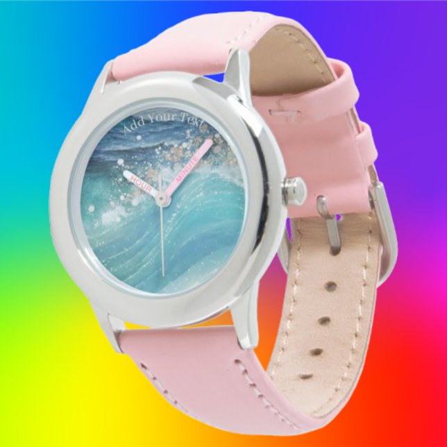 Reloj De Pulsera Acuarela Blue White Ocean Wave Personalizado Foto  (Subido por el creador)
