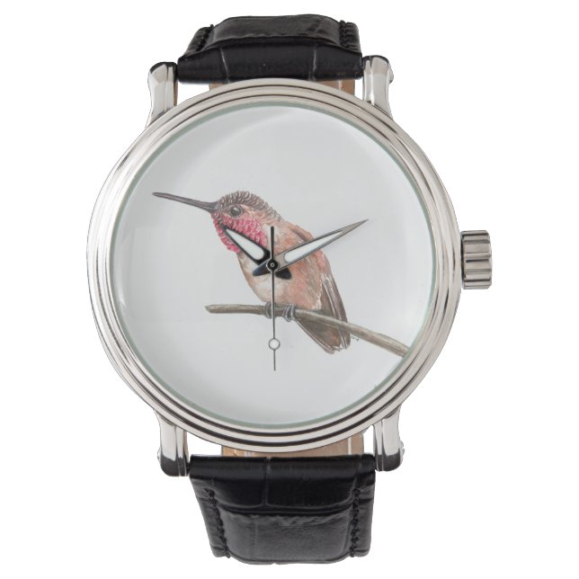 Reloj De Pulsera acuarela de colibrí (Anverso)