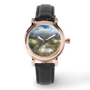 Reloj De Pulsera acuarela de estanque de otoño