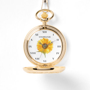 Reloj De Pulsera Acuarela de girasol amarillo Floral moderna