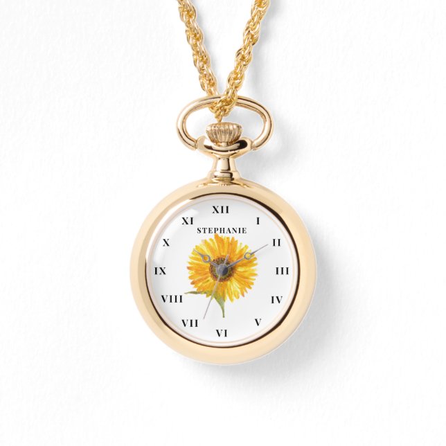 Reloj De Pulsera Acuarela de girasol amarillo Floral moderna (Anverso)