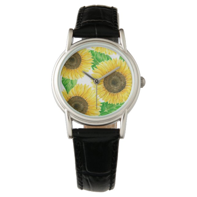 Reloj De Pulsera acuarela de girasoles (Anverso)