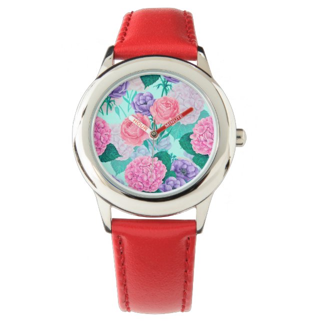 Reloj De Pulsera Acuarela de jardín de primavera 2 (Anverso)
