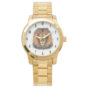 Reloj De Pulsera acuarela de león León rey gato de la jungla animal