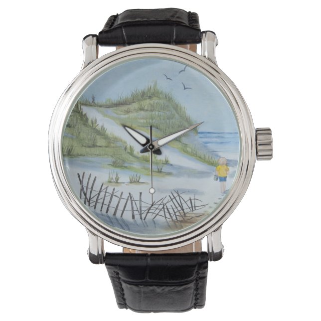 Reloj De Pulsera Acuarela de playa (Anverso)